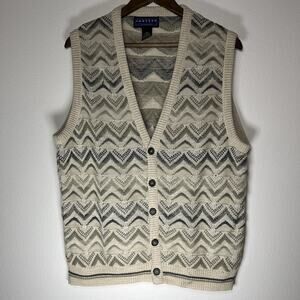 Jantzen Classics Men's Vintage 80s 90s Cozy Geometric Grandpa Sweater Vest